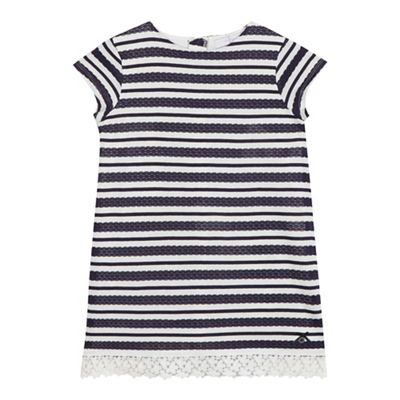 J by Jasper Conran Girls' navy and white textured striped dress